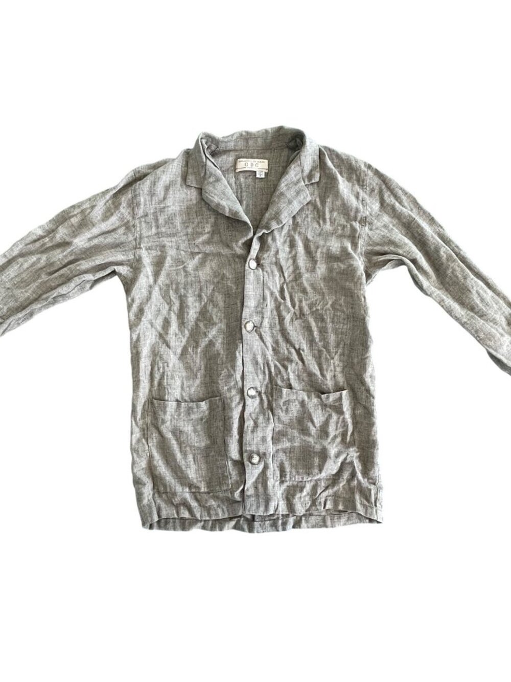 Vintage Gruppo Di Capi GDC Gray Linen Button-Up Shirt Jacket With Two Front Pock